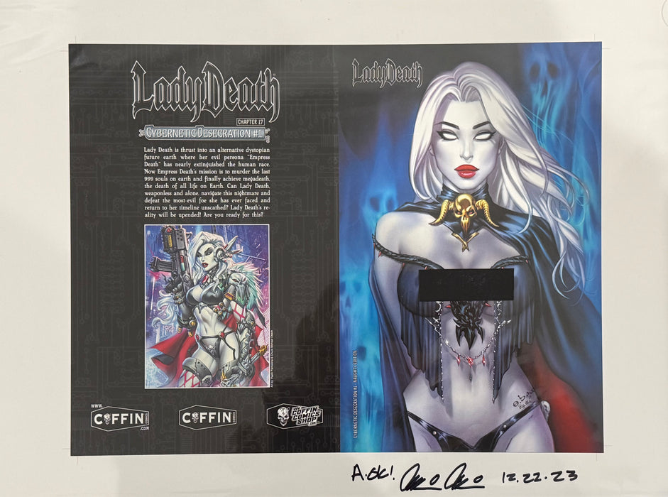 Lady Death: Cybernetic Desecration - Kickstarter Naughty Edition - Uncut Cover Sheet - Pulido Signed