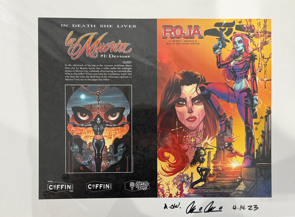 La Muerta: Devious - Roja by Joel Gomez Edition - Uncut Cover Sheet - Pulido Signed
