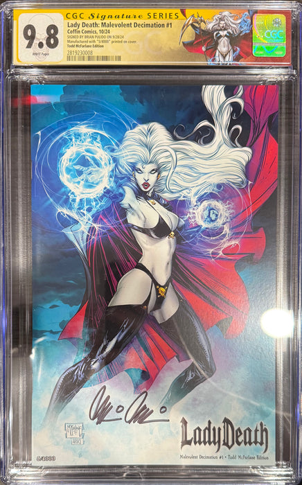 Lady Death: Malevolent Decimation #1 - Todd McFarlane Edition (LOW #5) - Pulido Signed - CGC Signature Series 9.8 (2819230008) - Catacomb 7/16