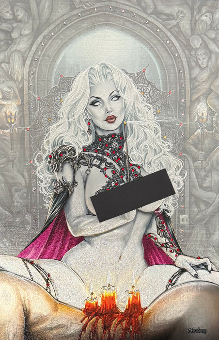 Lady Death: Masters - Mike Krome #1 Naughty Fetish Embossed Metal Virgin Art Edition (Mockup) - Mega Jeweled Copy! (Catacomb 6/18)