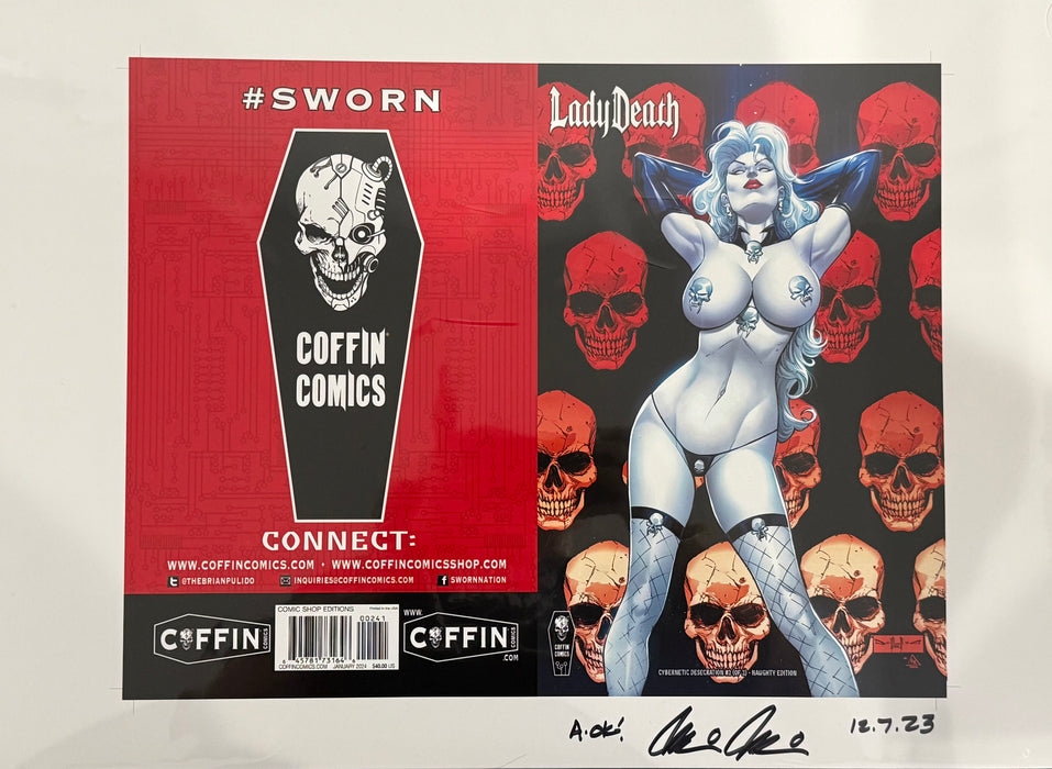 Lady Death: Cybernetic Desecration #2 (of 2) - Comic Shop Naughty Edition - Uncut Cover Sheet - Pulido Signed