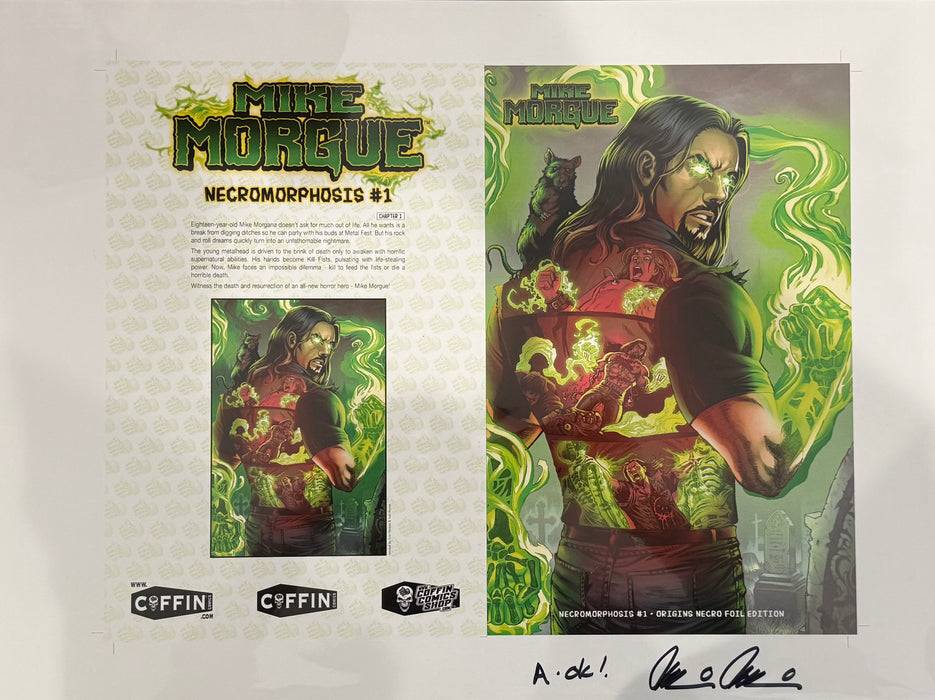 Mike Morgue: Necromorphosis - Origins Necro Foil Edition - Uncut Cover Sheet - Pulido Signed (Catacomb 5/28)