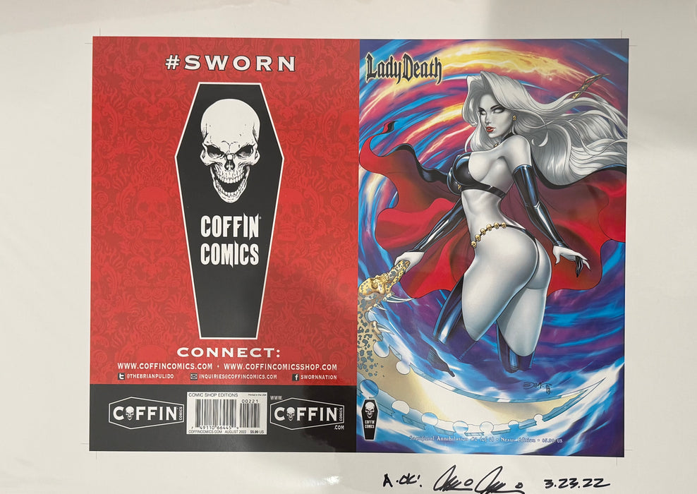 Lady Death: Sacrificial Annihilation #2 (of 2) - Comic Shop Nexus Edition - Uncut Cover Sheet - Pulido Signed (Catacomb 6/25)