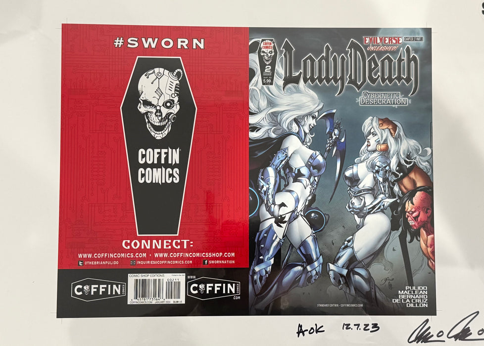 Lady Death: Cybernetic Desecration #2 (of 2) - Comic Shop Standard Edition - Uncut Cover Sheet - Pulido Signed