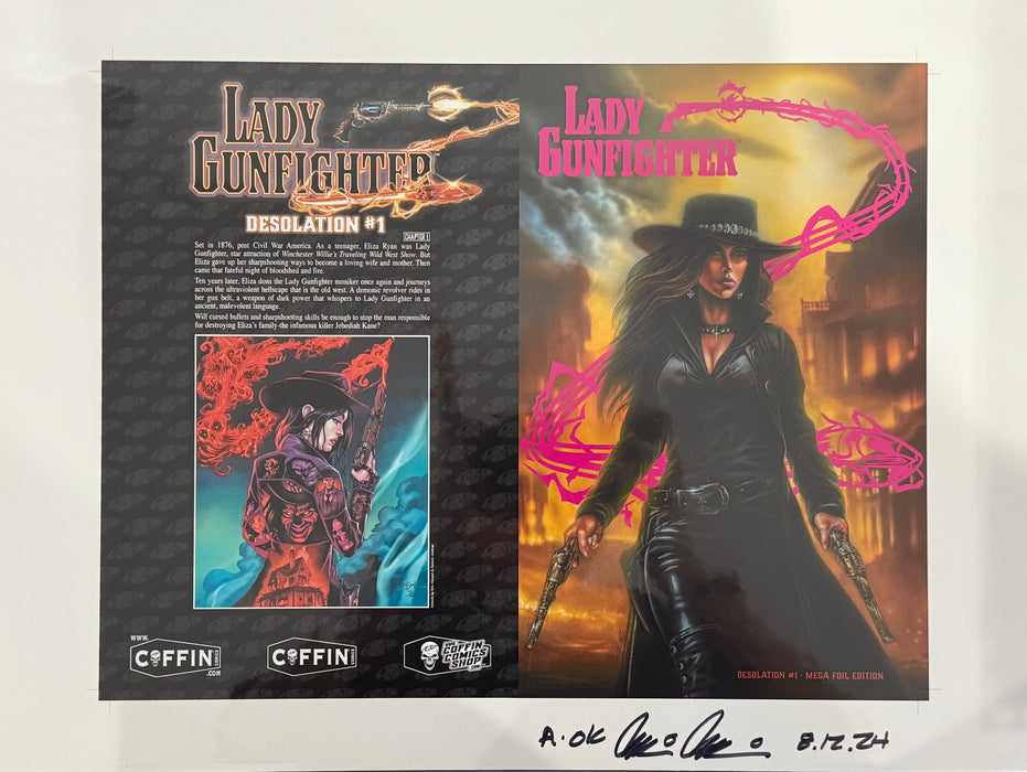 Lady Gunfighter: Desolation - Mega Foil Edition - Uncut Cover Sheet - Pulido Signed