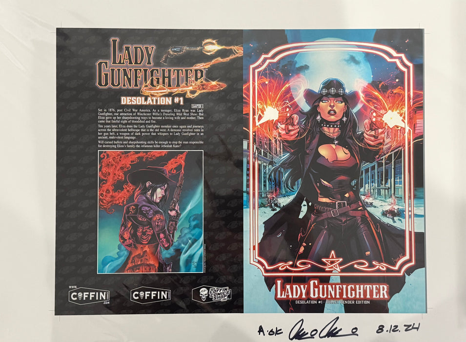 Lady Gunfighter: Desolation - Bullet Bender Edition - Uncut Cover Sheet - Pulido Signed