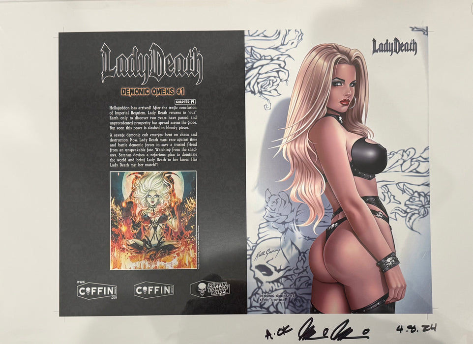 Lady Death: Demonic Omens - Alive Edition - Uncut Cover Sheet - Pulido Signed (Catacomb 6/25)
