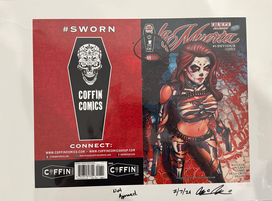 La Muerta: Devious - Comic Shop Standard Edition - Uncut Cover Sheet - Pulido Signed