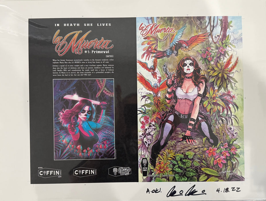 La Muerta: Primeval - Hunter Edition - Uncut Cover Sheet - Pulido Signed