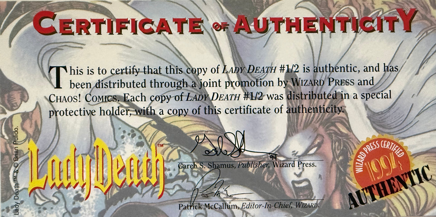 Lady Death #1/2 (Wizard w/COA)