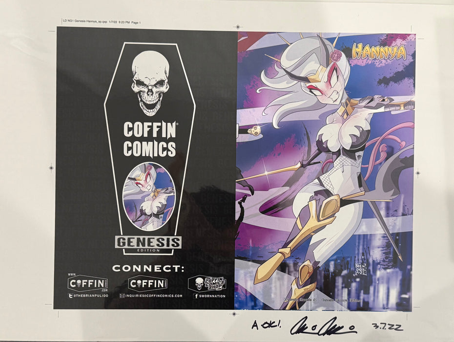 Lady Death: Necrotic Genesis - Genesis Hannya Edition - Uncut Cover Sheet - Pulido Signed
