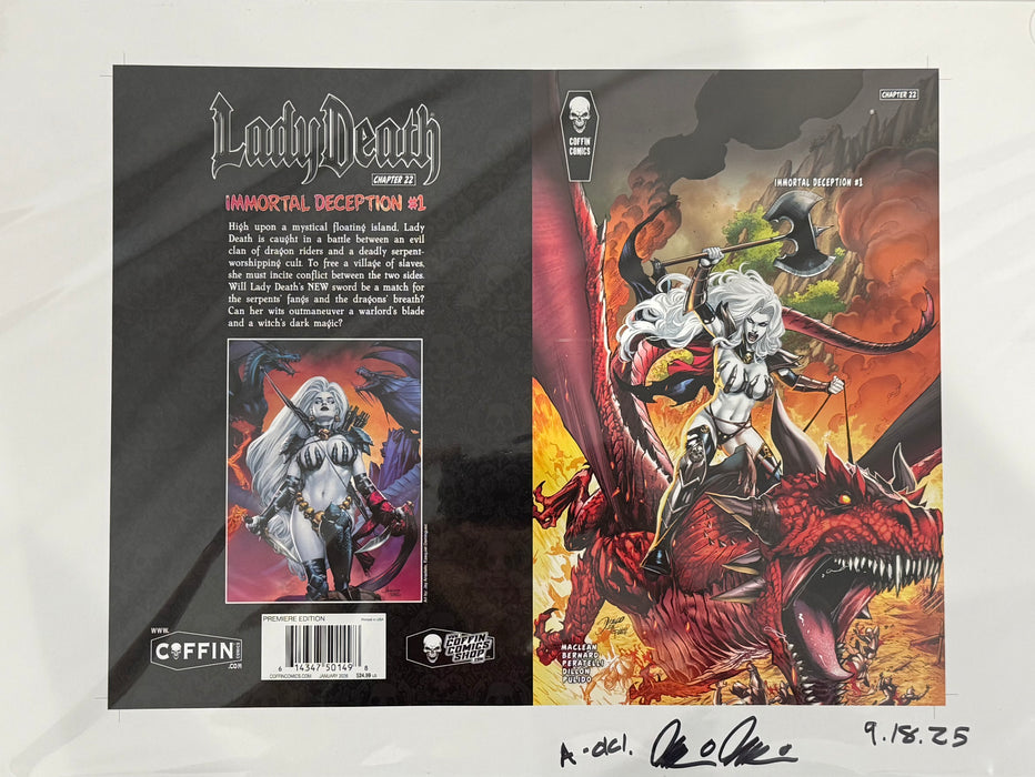 Lady Death: Immortal Deception - Premiere Edition - Uncut Cover Sheet - Pulido Signed (Catacomb 6/11)