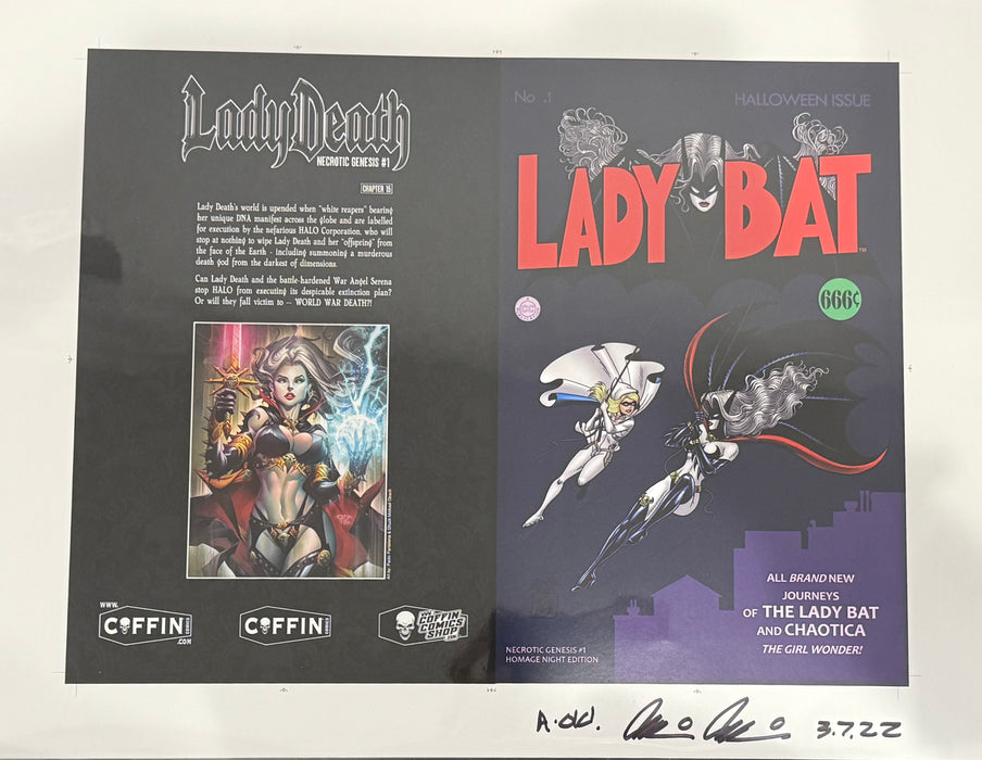 Lady Death: Necrotic Genesis - Homage Edition - Night - Uncut Cover Sheet - Pulido Signed