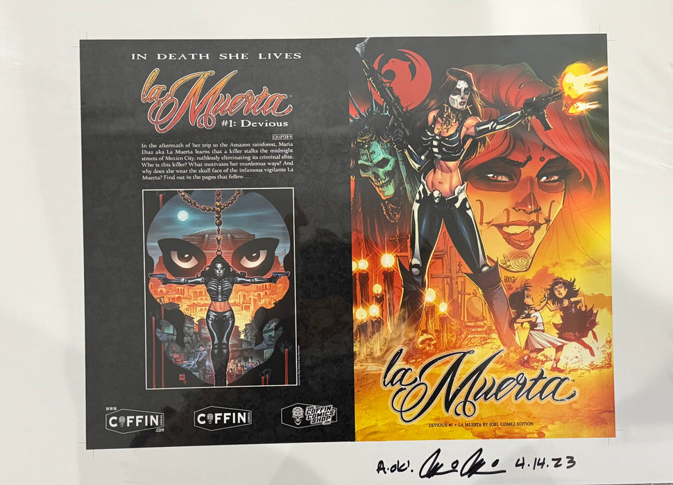 La Muerta: Devious - La Muerta by Joel Gomez Edition - Uncut Cover Sheet - Pulido Signed