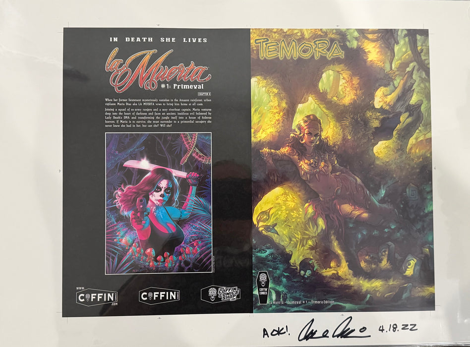 La Muerta: Primeval - Temora Edition - Uncut Cover Sheet - Pulido Signed