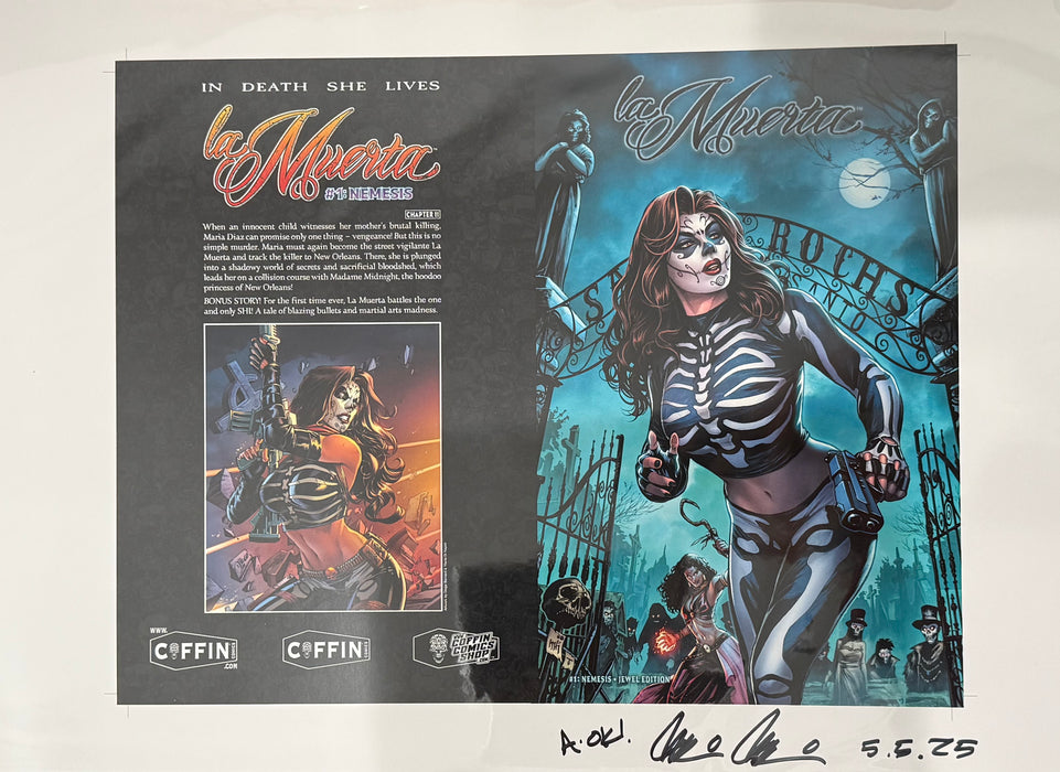 La Muerta: Nemesis - Jewel Edition - Uncut Cover Sheet - Pulido Signed (Catacomb 6/25)