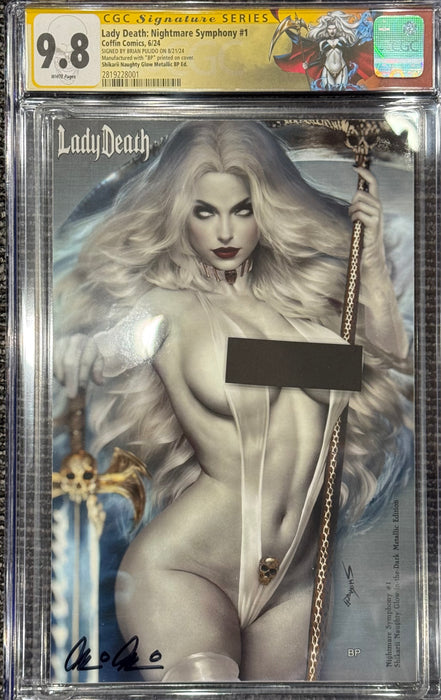 Lady Death: Nightmare Symphony #1 - Shikarii Naughty Glow-in-the-Dark Metallic Edition (BP Edition!) - Pulido Signed - CGC Signature Series 9.8 (2819228001) - Catacomb 5/28