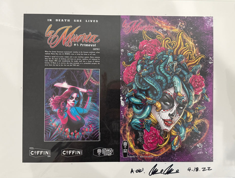 La Muerta: Primeval - Mind Trip Edition - Uncut Cover Sheet - Pulido Signed
