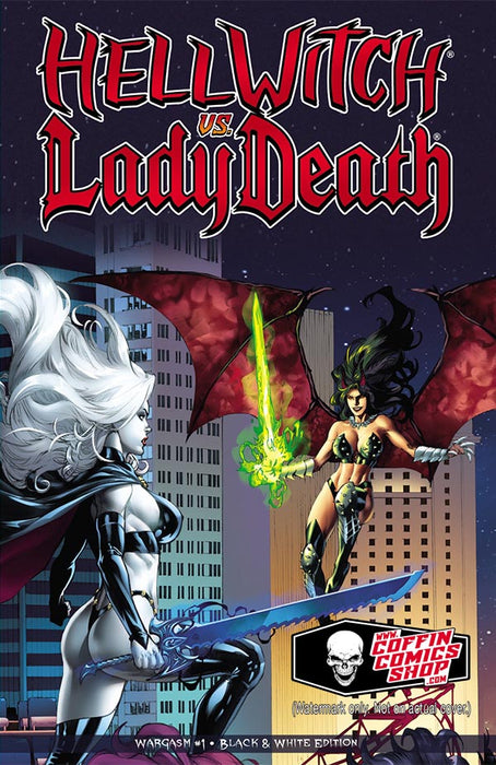 Hellwitch vs. Lady Death: Wargasm #1 - Black & White Edition (Mockup) - Catacomb 7/9