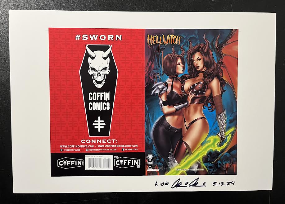 Hellwitch: Bitchcraft - Comic Shop Elite Edition - Uncut Cover Sheet - Pulido Signed