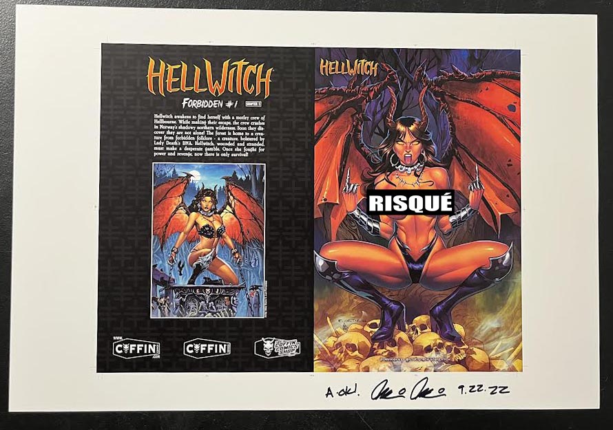 Hellwitch: Forbidden - Risque Screw You! Edition - Uncut Cover Sheet - Pulido Signed