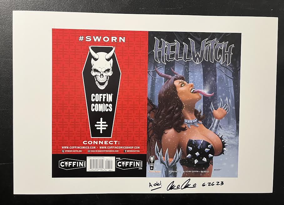 Hellwitch: Forbidden - Comic Shop Blizzard Edition- Uncut Cover Sheet - Pulido Signed