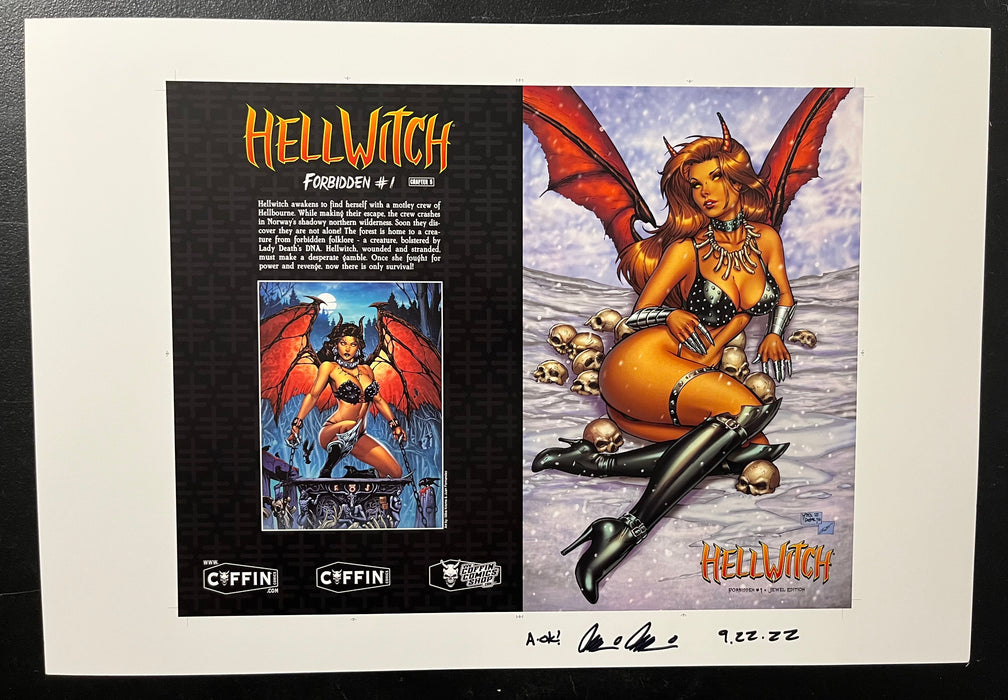Hellwitch: Forbidden - Jewel Edition- Uncut Cover Sheet - Pulido Signed