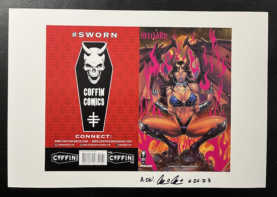 Hellwitch: Forbidden - Comic Shop Premium Foil Edition - Uncut Cover Sheet - Pulido Signed