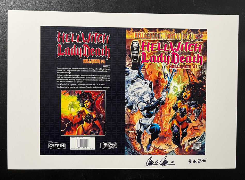 Hellwitch / Lady Death: Hellgasm - Premiere Edition - Uncut Cover Sheet - Pulido Signed