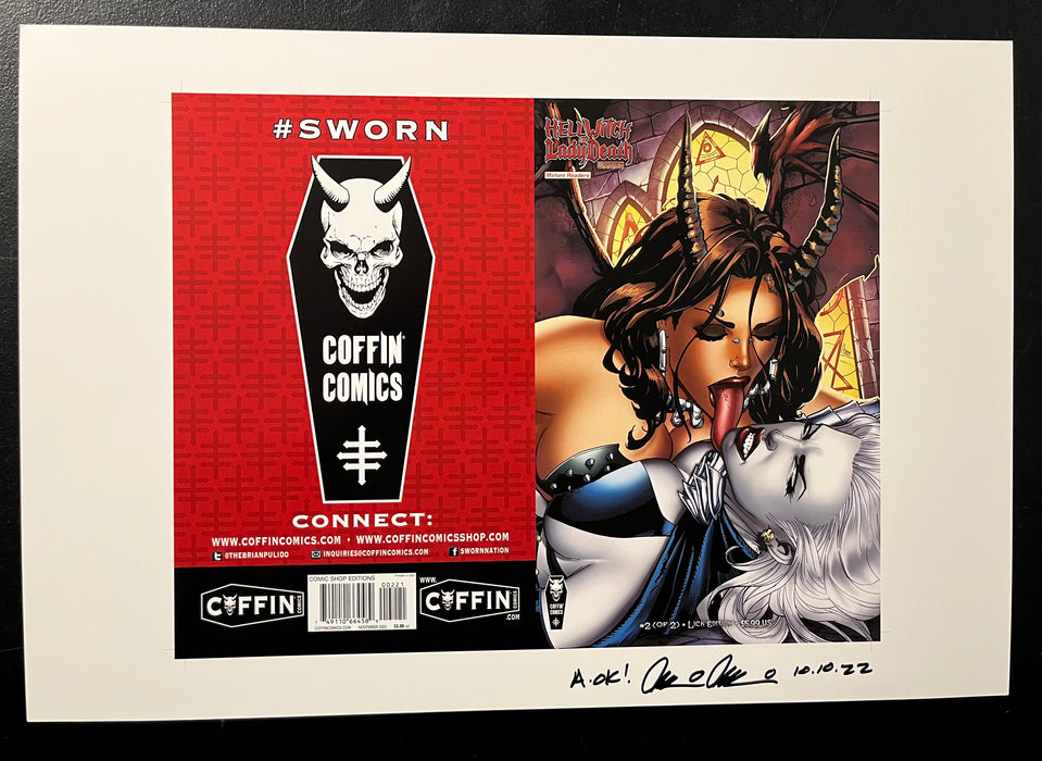 Hellwitch vs. Lady Death: Wargasm #2 (of 2) - Comic Shop Lick Edition Uncut Cover Sheet - Pulido Signed