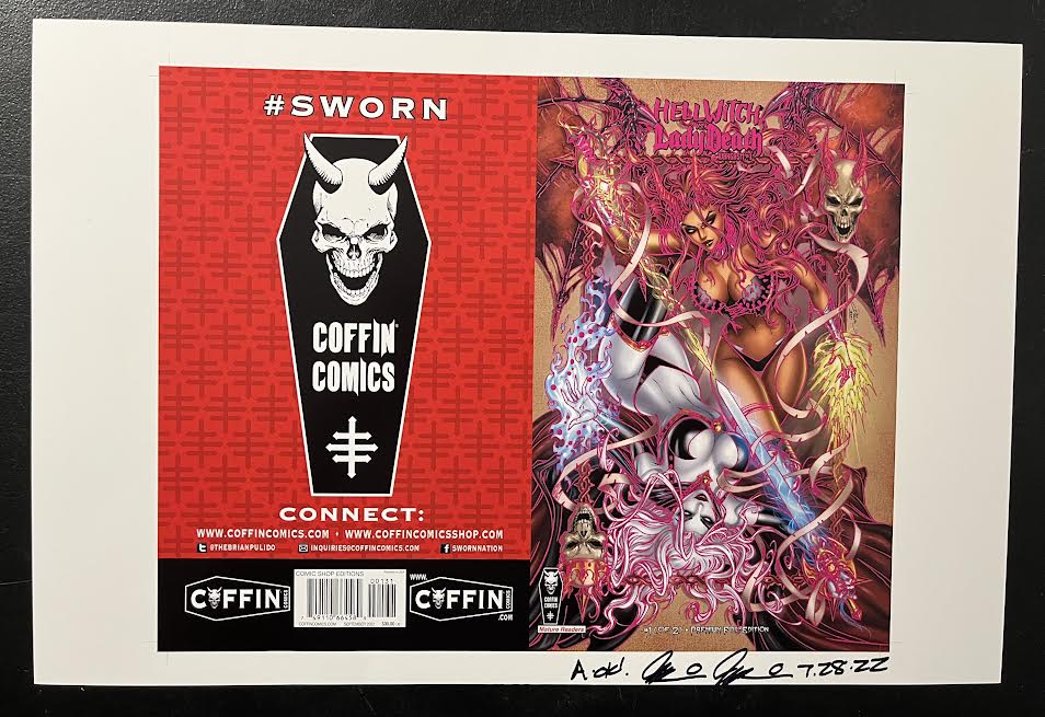 Hellwitch vs. Lady Death: Wargasm #1 (of 2) - Comic Shop Premium Foil Edition (Foil Placement) -Uncut Cover Sheet - Pulido Signed