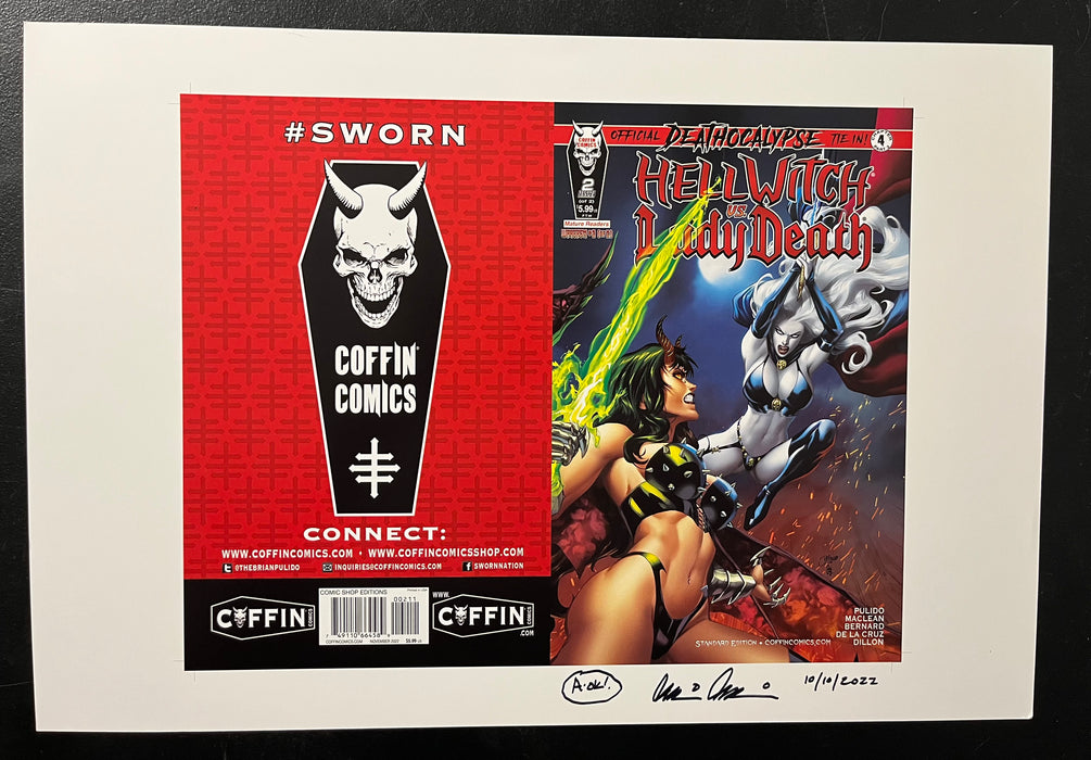 Hellwitch vs. Lady Death: Wargasm #2 (of 2) - Comic Shop Standard Edition - Uncut Cover Sheet - Pulido Signed