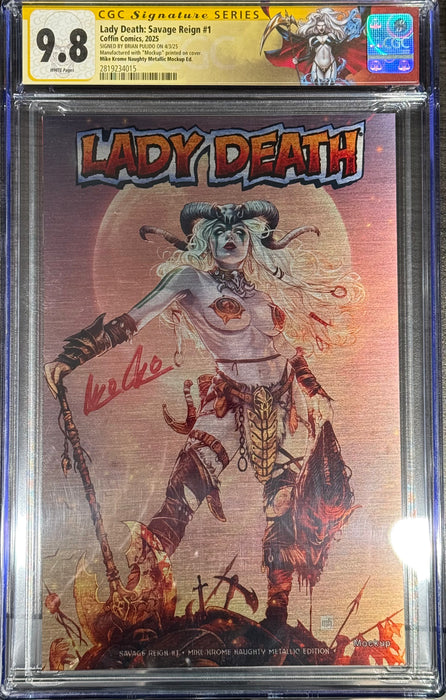 Lady Death: Savage Reign - Mike Krome Naughty Metallic Edition (Mockup) - Pulido Signed - CGC Signature Series 9.8 (2819234015) - Catacomb 10/8