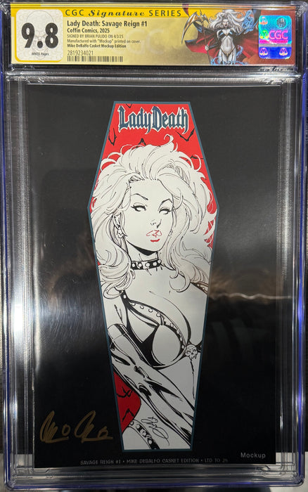 Lady Death: Savage Reign #1 - Mike DeBalfo Casket Edition (Mockup) - Pulido Signed - CGC Signature Series 9.8 (2819234021) - Catacomb 6/4