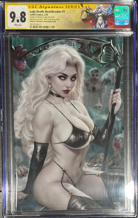 Lady Death: Heartbreaker #1 - Shikarii Valentine's Day Virgin Art Edition (LOW #6) - Pulido Signed - CGC Signature Series 9.8 (2819234011) - Catacomb 12/18
