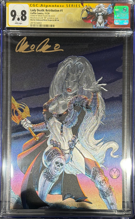 Lady Death: Retribution #1 - Warrior Embossed Metal Virgin Art Edition (BP Edition!) - Pulido Signed - CGC Signature Series 9.8 (2819234002) - Catacomb 12/18