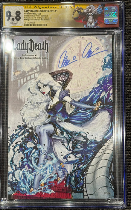 Lady Death: Enchantments #1 - Midnight Hour Embossed Metallic Edition (LOW #6) - Pulido Signed - CGC Signature Series 9.8 (2819240005) - Catacomb 6/11