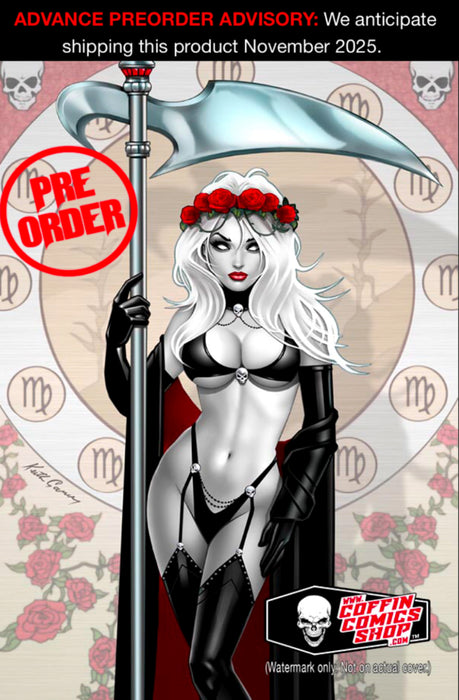 Lady Death: Virgo 2025 Metallicard — CoffinComicsShop.com