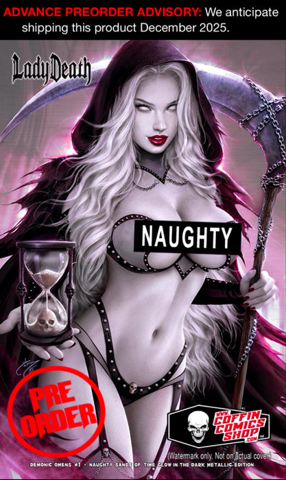 Lady Death: Demonic Omens #1 - Naughty Sands of Time Glow-in-the-Dark Metallic Edition