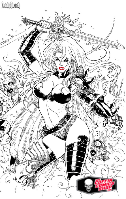 Lady Death: Warbringer B&W 11x17" Print
