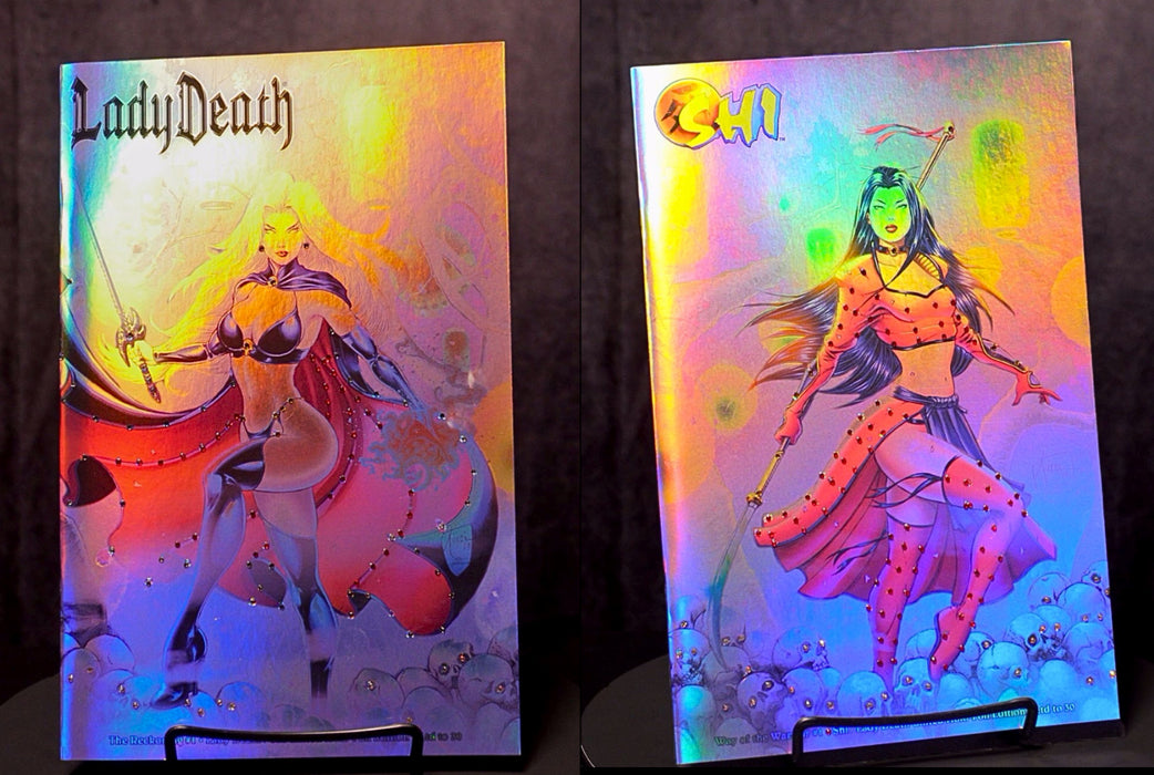 Lady Death / Shi: Reckoning / Way of the Warrior #1 - Shi / Lady Death United Holo-Foil 2-Book Set (Mega Jeweled Set!)