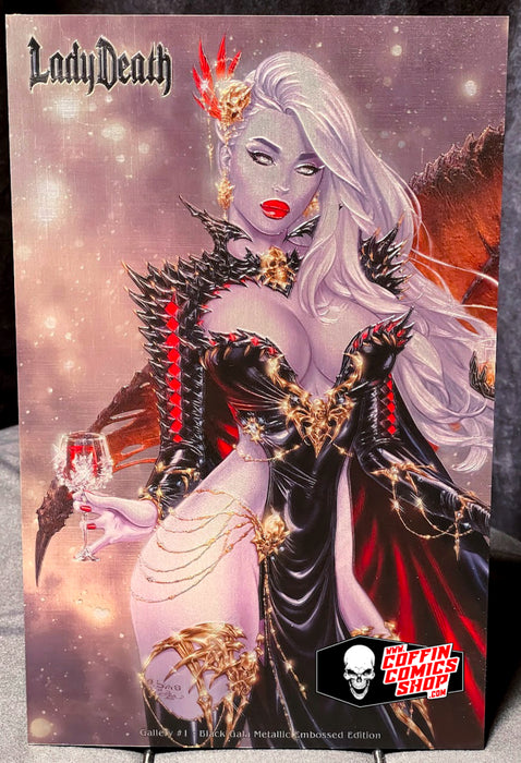 Lady Death: Gallery #1 - Black Gala Metallic Embossed Edition (Mockup) - Black Gala Vault