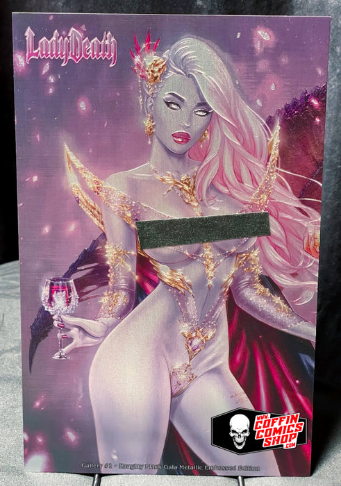 Lady Death: Gallery #1 – Naughty Black Gala Metallic Embossed Edition (Mockup) - Black Gala Vault