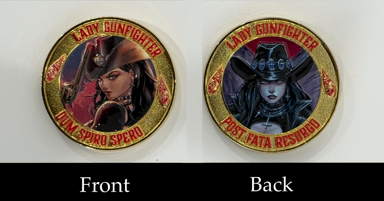 Lady Gunfighter Challenge Coin - Gold