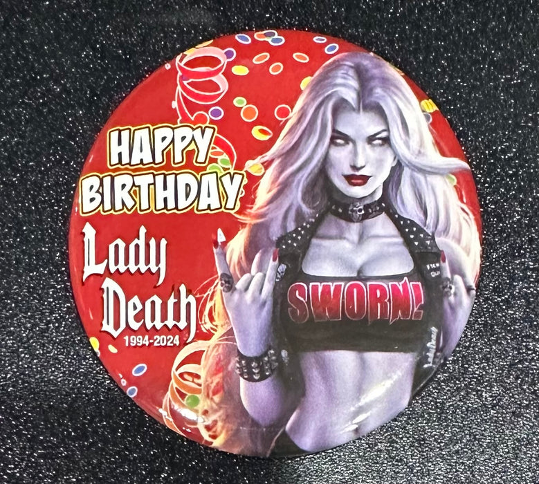 Lady Death: Happy Birthday Button