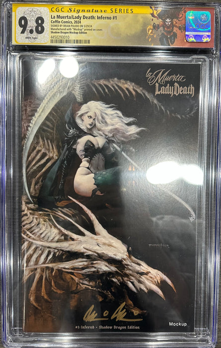 La Muerta / Lady Death: Inferno - Shadow Dragon Edition (Mockup) - Pulido Signed - CGC Signature Series 9.8 (4450293010) - Catacomb 10/24