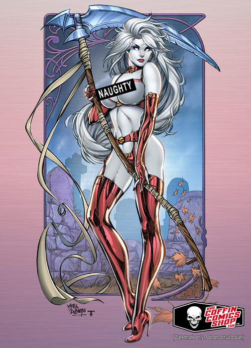 Lady Death: Naughty Grave Walk Metallicard (Mockup) - Catacomb 7/23