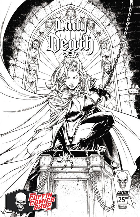 Lady Death #1 - 25th Anniversary Homage Black & White Edition (BP Edition!) - Tomb Treasures 12/10