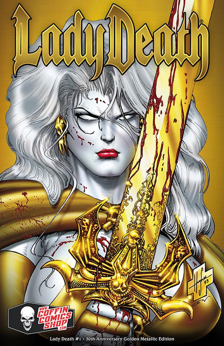 Lady Death #1 - 30th Anniversary Golden Metallic Edition (LOW #6) - Tomb Treasures 12/10