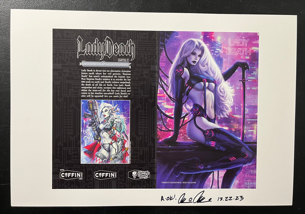 Lady Death: Cybernetic Desecration - Mega Foil Edition - Uncut Cover Sheet B - Pulido Signed